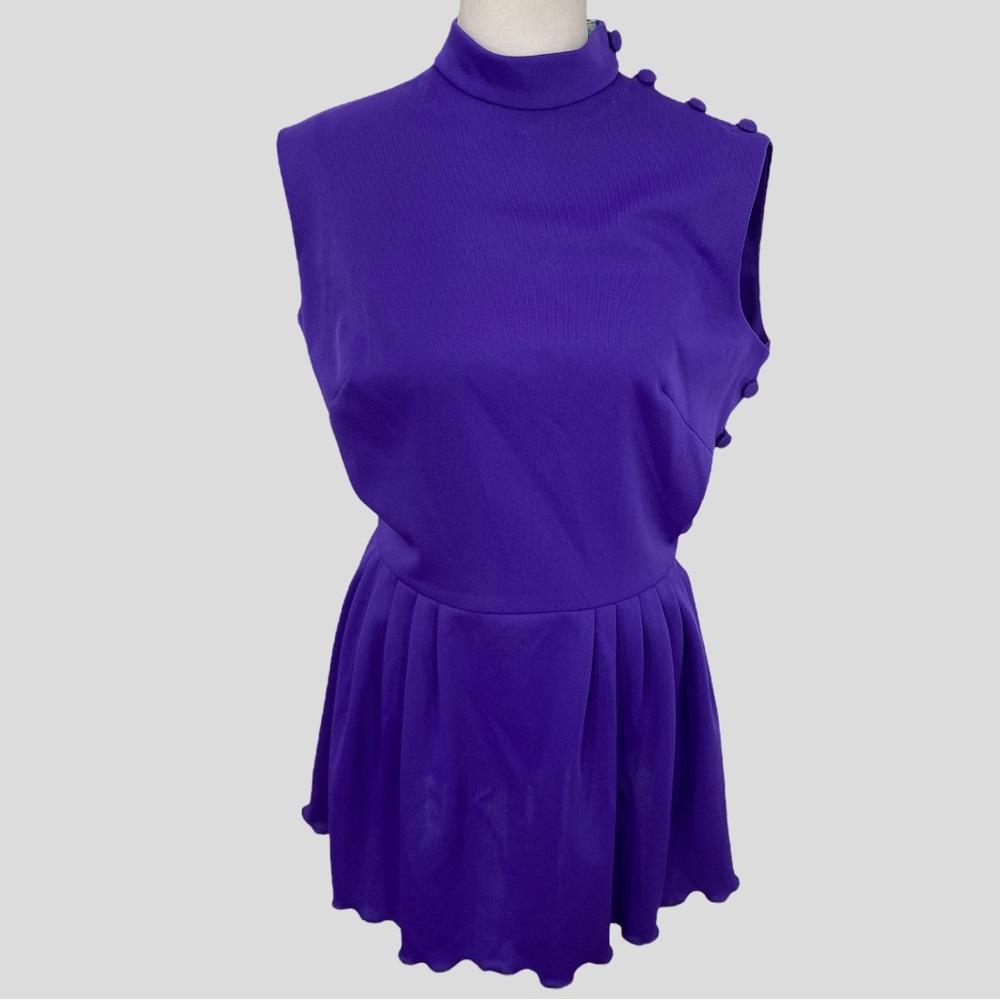 Vintage 60s 70s Leslie Fay Purple Side Button Mini Dress